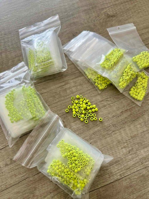 50 Billes laiton Chartreuse fluo