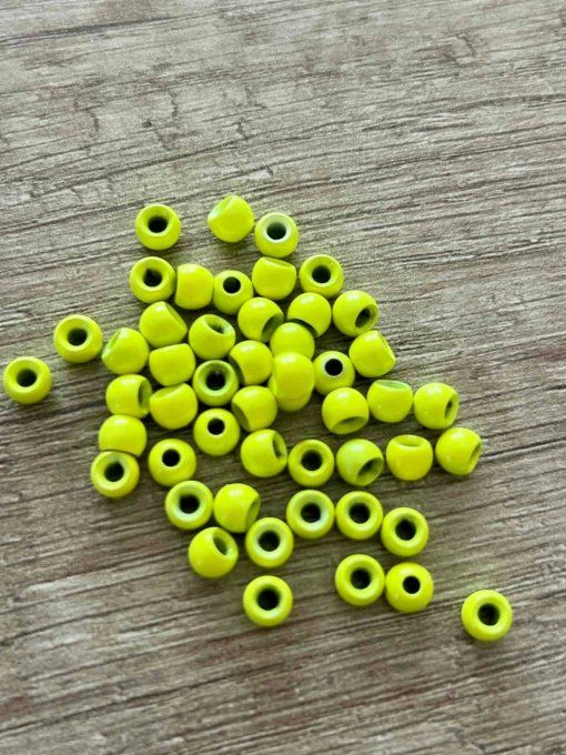 50 Billes laiton Chartreuse fluo