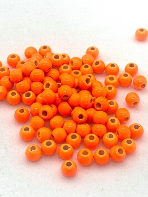 50 billes laiton orange fluo